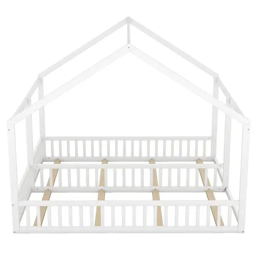 Lit Cabane Lit Enfant Lit Double 2 X 90 X 200cm En Blanc