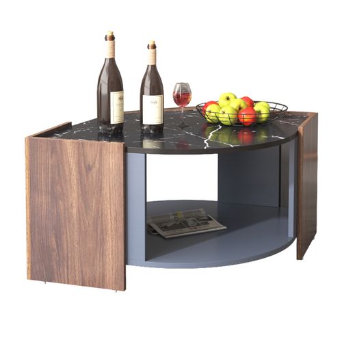 Table Basse Plateau De Table Avec Rayures En Marbre Noir