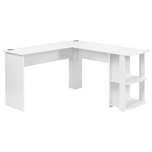 Bureau Angle 140 Cm, En L Avec 2 Étagères, Blanc