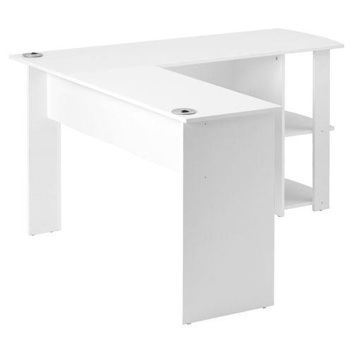Bureau Angle 140 Cm, En L Avec 2 Étagères, Blanc