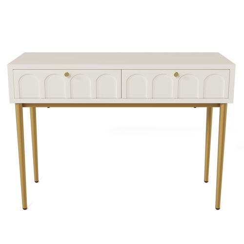 Table Console Avec 2 Tiroirs 76.5 X 100 X 45 Cm Blanc