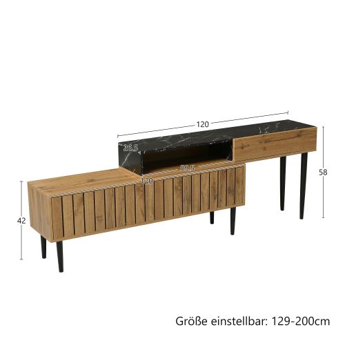 Meuble TV Avec Design En Marbre Et Grain De Bois-décoration Intérieure-bois Foncé