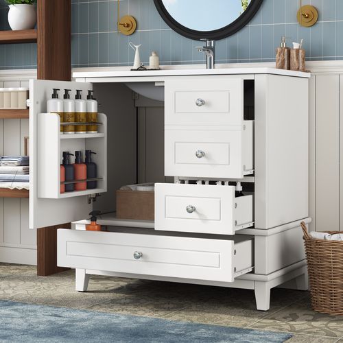 Meuble De Salle De Bain 81 Cm Avec 3 Tiroirs, Blanc