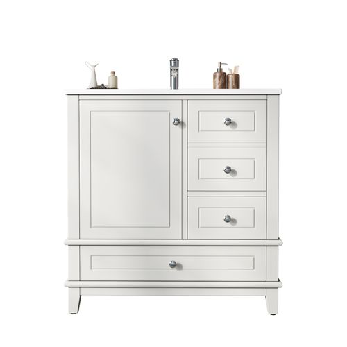 Meuble De Salle De Bain 81 Cm Avec 3 Tiroirs, Blanc