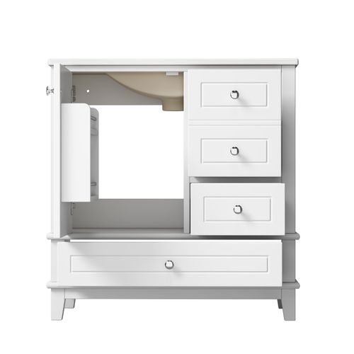 Meuble De Salle De Bain 81 Cm Avec 3 Tiroirs, Blanc