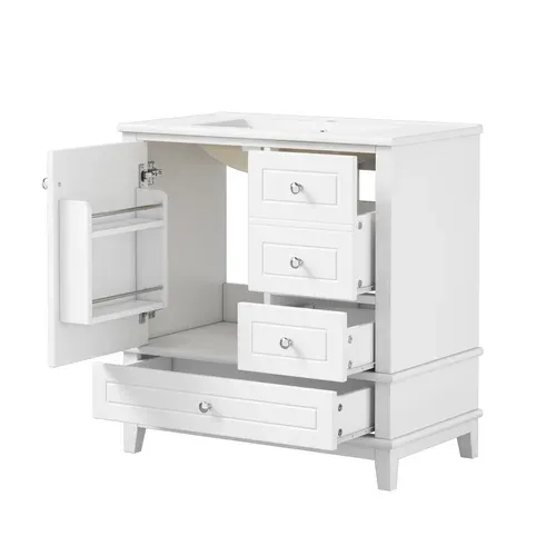 Meuble De Salle De Bain 81 Cm Avec 3 Tiroirs, Blanc