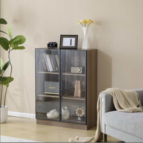 Vitrine 80*32*106cm- vitrine de collection à 3 niveaux-en verre-pour le salon, le bureau-Naturel