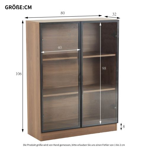 Vitrine 80*32*106cm- vitrine de collection à 3 niveaux-en verre-pour le salon, le bureau-Naturel