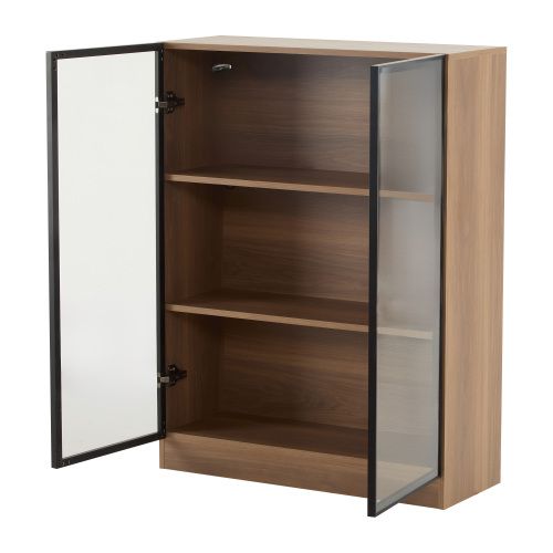 Vitrine 80*32*106cm- vitrine de collection à 3 niveaux-en verre-pour le salon, le bureau-Naturel