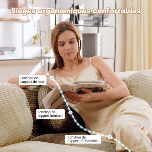 Canapé D'angle Relax - Canapé Modulable 3 Places- Cinéma , Salon Et Chambre - Beige