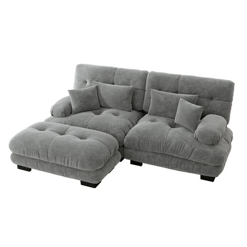 Canapé D'angle Relax - Canapé Modulable—avec 1 Repose-pieds - Cinéma, Salon Et Chambre - Gris