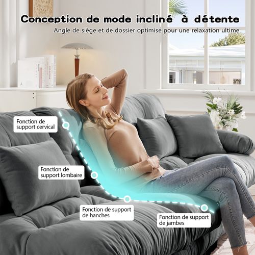 Canapé D'angle Relax - Canapé Modulable 3 Places - Cinéma , Salon - Gris