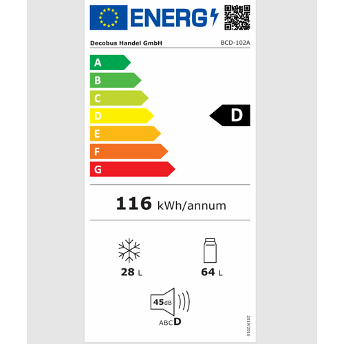 Réfrigérateur 2 Porte 92 L-classe D-45 dB-silencieuse-rétro-blanc