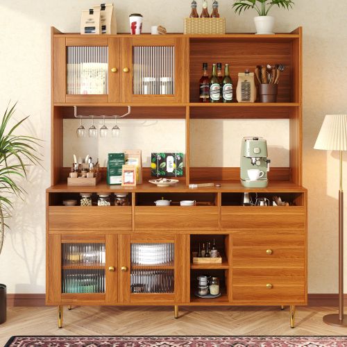Buffet De Cuisine Multifonctionnelle - Avec Porte Vitrée Changhong-buffet Haut De Cuisine-en Bois