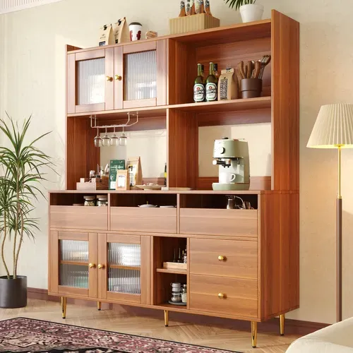 Buffet De Cuisine Multifonctionnelle - Avec Porte Vitrée Changhong-buffet Haut De Cuisine-en Bois