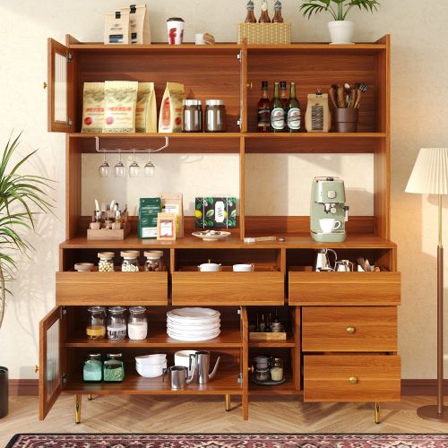 Buffet De Cuisine Multifonctionnelle - Avec Porte Vitrée Changhong-buffet Haut De Cuisine-en Bois