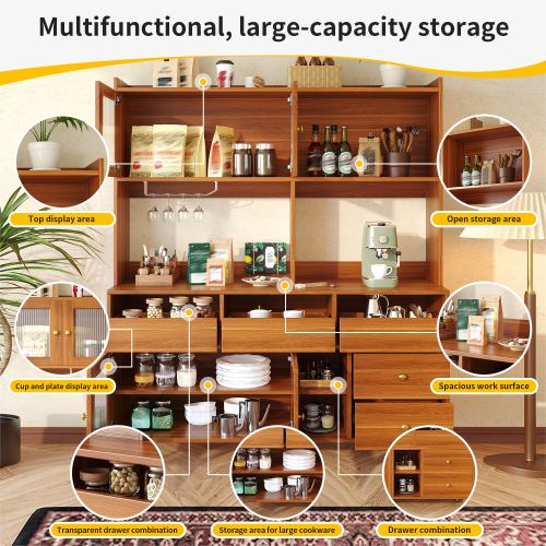 Buffet De Cuisine Multifonctionnelle - Avec Porte Vitrée Changhong-buffet Haut De Cuisine-en Bois