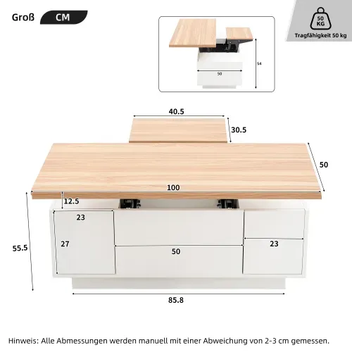 Table Basse Moderne 100 X 50 X 43 Cm - Blanc