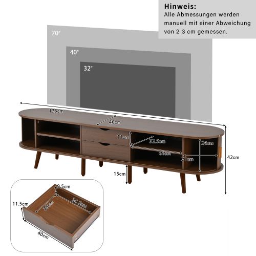 Table Basse-meuble TV De Salon Avec Espace De Rangement-2 Ensembles-noyer