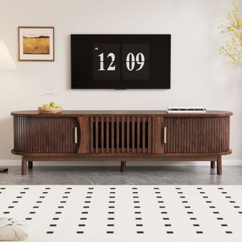 Meuble TV 165cm-meubles De Salon Avec Porte Coulissante-tv 65 Pouces-marron