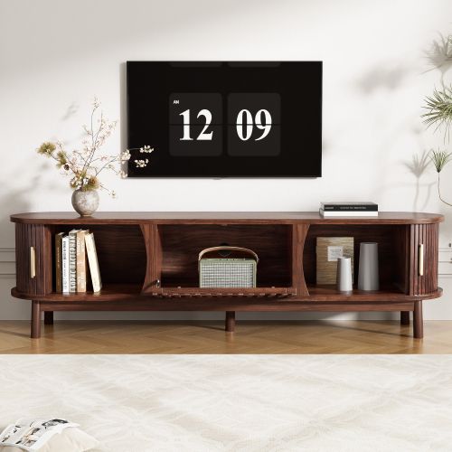 Meuble TV 165cm-meubles De Salon Avec Porte Coulissante-tv 65 Pouces-marron