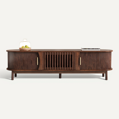 Meuble TV 165cm-meubles De Salon Avec Porte Coulissante-tv 65 Pouces-marron