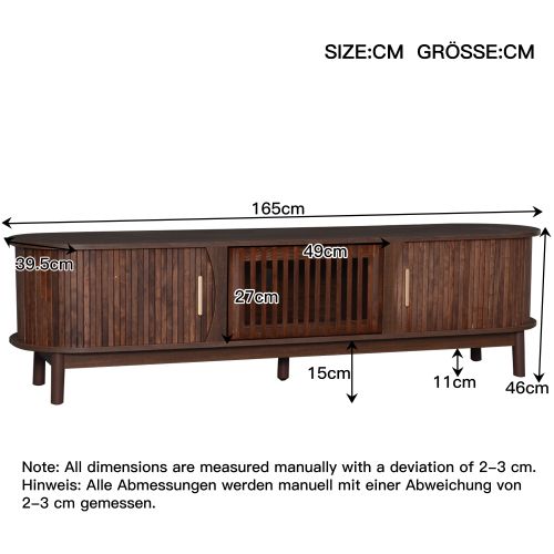 Meuble TV 165cm-meubles De Salon Avec Porte Coulissante-tv 65 Pouces-marron