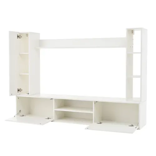 Ensemble De Meubles TV Muraux-4 Pièces-tv Jusqu'à 80 Pouces-rangement Organisé-blanc