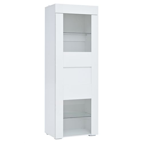 Vitrine En Acrylique-meuble De Rangement Brillant Avec Éclairage LED-buffet Haut-salon-blanc