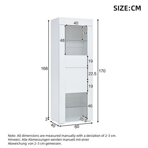 Vitrine En Acrylique-meuble De Rangement Brillant Avec Éclairage LED-buffet Haut-salon-blanc