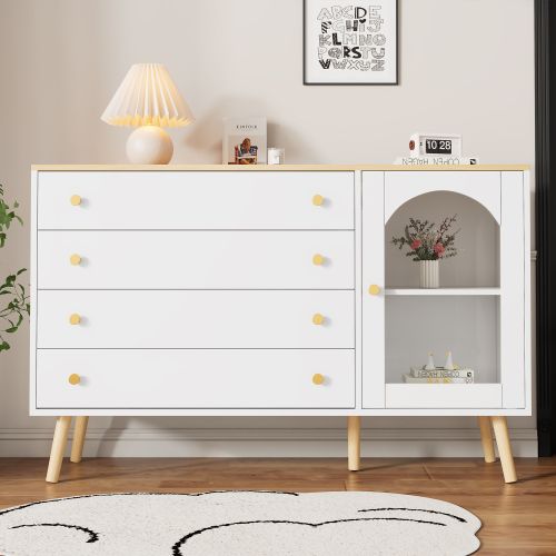 Buffet Avec Tiroirs-adaptée à La Salle à Manger, Cuisine, Salon-style Moderne-blanc