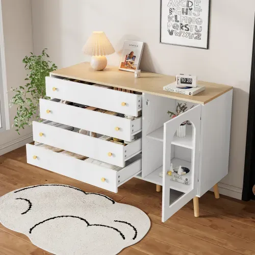 Buffet Avec Tiroirs-adaptée à La Salle à Manger, Cuisine, Salon-style Moderne-blanc