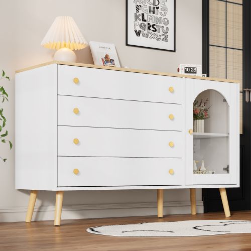 Buffet Avec Tiroirs-adaptée à La Salle à Manger, Cuisine, Salon-style Moderne-blanc