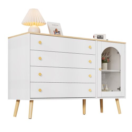 Buffet Avec Tiroirs-adaptée à La Salle à Manger, Cuisine, Salon-style Moderne-blanc