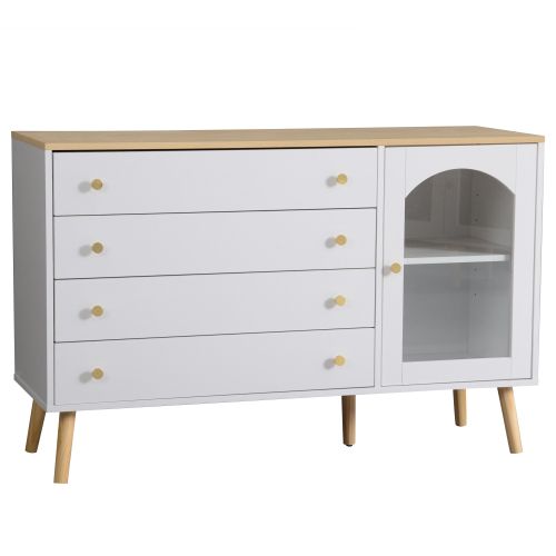 Buffet Avec Tiroirs-adaptée à La Salle à Manger, Cuisine, Salon-style Moderne-blanc