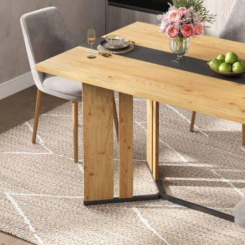 Table à manger rectangulaire-Aspect chêne-150x80x76 cm-En bois