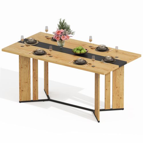Table à manger rectangulaire-Aspect chêne-150x80x76 cm-En bois