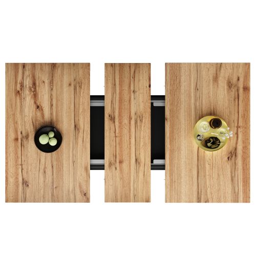 Table De Salle à Manger Extensible-table à Manger à Trois Étagères-6-8 Personnes-naturel Et Noir