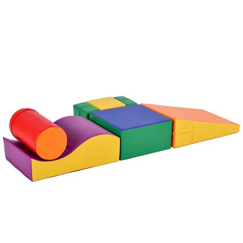 Parcours Motricité Bébé 5 Pièces – Blocs En Mousse Soft Play : Escalade, Rampe, Triangle, Cylindre – Lavable, Pour 1 An+