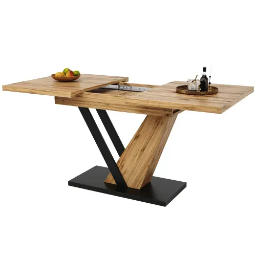 Table à Manger Extensible-4-6 Personnes-120-160 cm-Piètement en V-Naturel