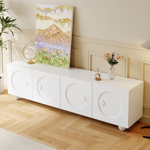 Meuble TV Moderne 180,5x38x50 Cm-meuble TV Bas-meubles De Salon-espace De Rangement-blanc