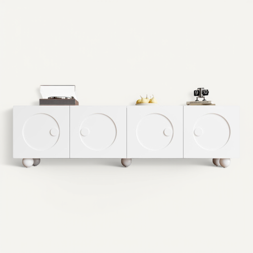 Meuble TV Moderne 180,5x38x50 Cm-meuble TV Bas-meubles De Salon-espace De Rangement-blanc