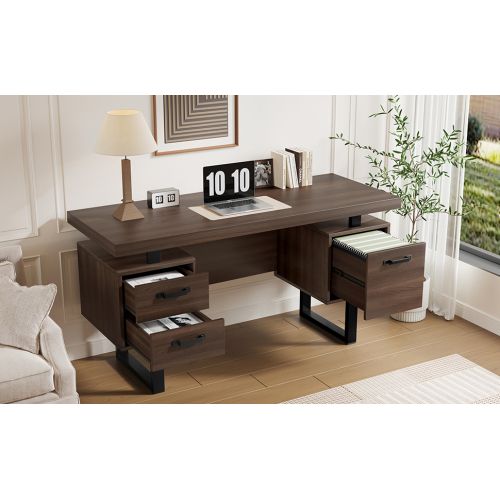 Bureau Simple 135 X 54 Cm-en Mdf-tiroir Silencieux-marron