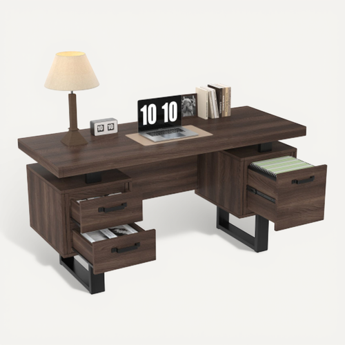 Bureau Simple 135 X 54 Cm-en Mdf-tiroir Silencieux-marron