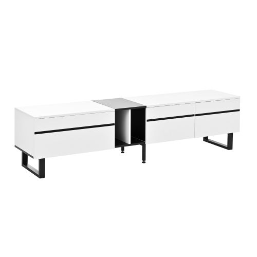 Meuble TV De 180 Cm-meuble TV Bas-meuble De Salon-capacité De Charge 40 Kg-blanc