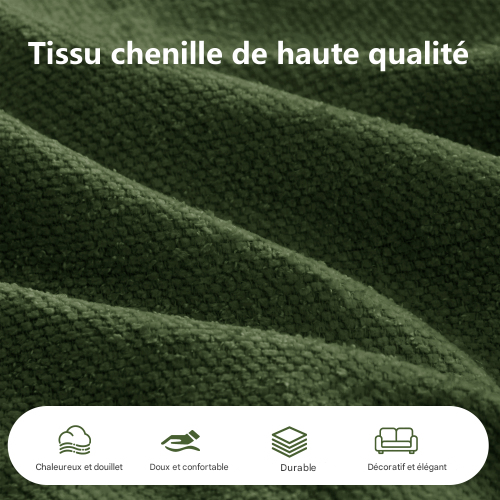 Canapé D'angle avec Assise Extra Profonde-larges Accoudoirs-en Tissu Chenille-vert