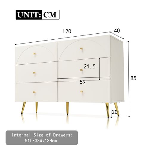 Commode With 6 Tiroirs Blanc