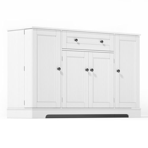 Ilot Central Cuisine Comptoir Avec 1 Tiroir Et 4 Portes Blanc