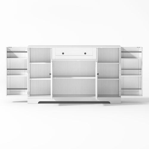 Ilot Central Cuisine Comptoir Avec 1 Tiroir Et 4 Portes Blanc