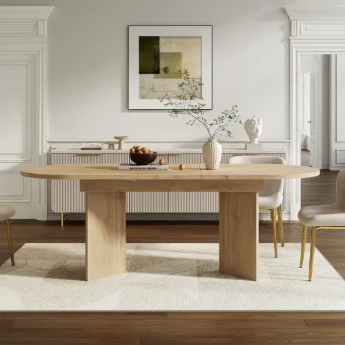Table à Manger Extensible 120/160 X 80cm Imitation Chêne